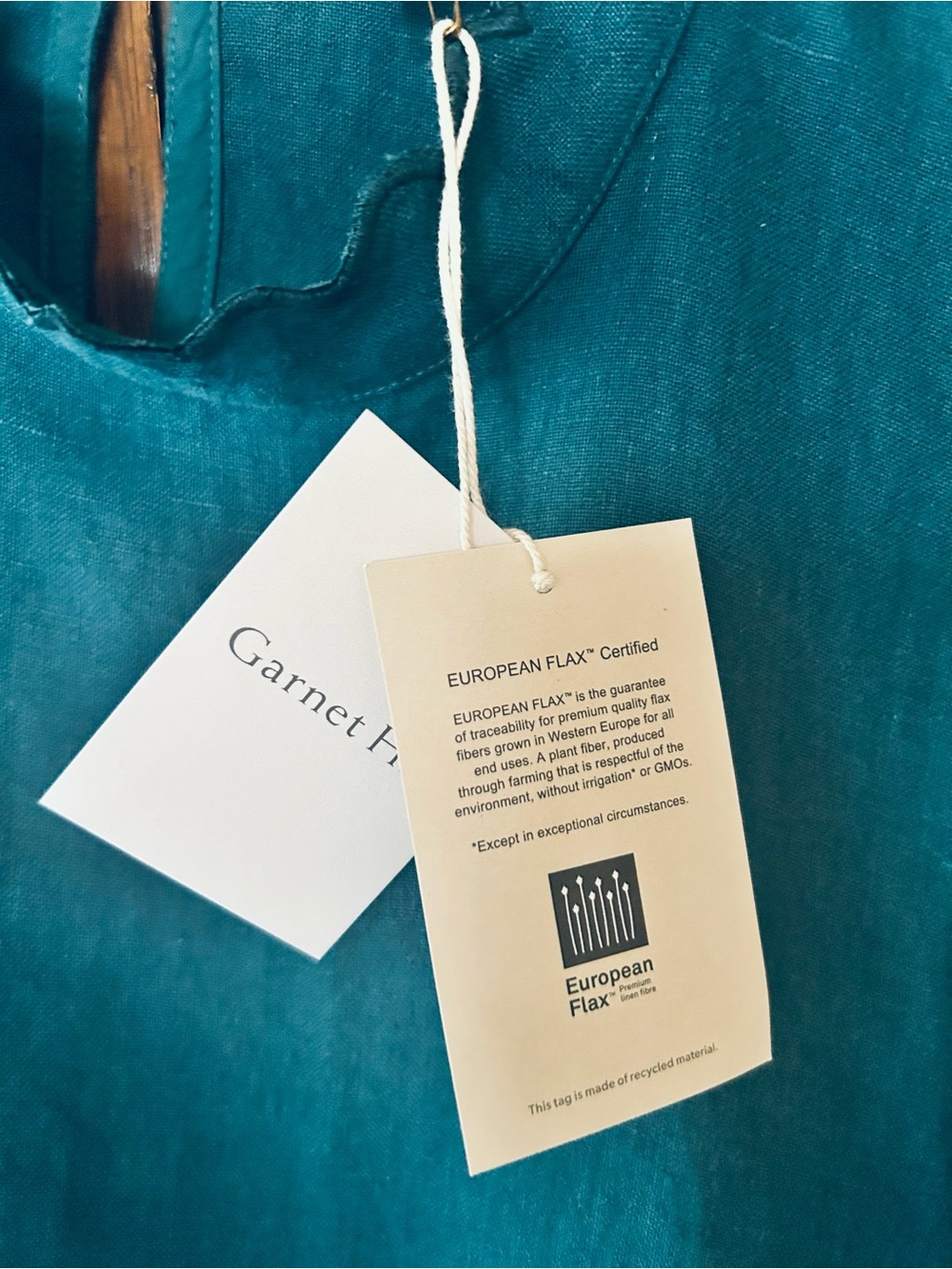 New~ Coastline Teal Blue Scalloped Linen Top size XL ~by Garnet Hill - Picture 5 of 14